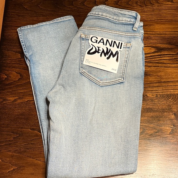 Ganni Women's Denim Straight Leg Jeans - Light Blue